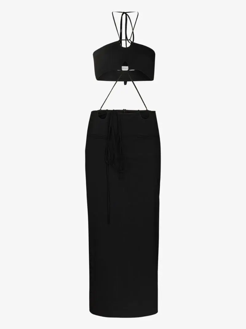 Christopher Esber Disconnect Halter Tie Dress Black Size 12 for rent on The Volte - main image