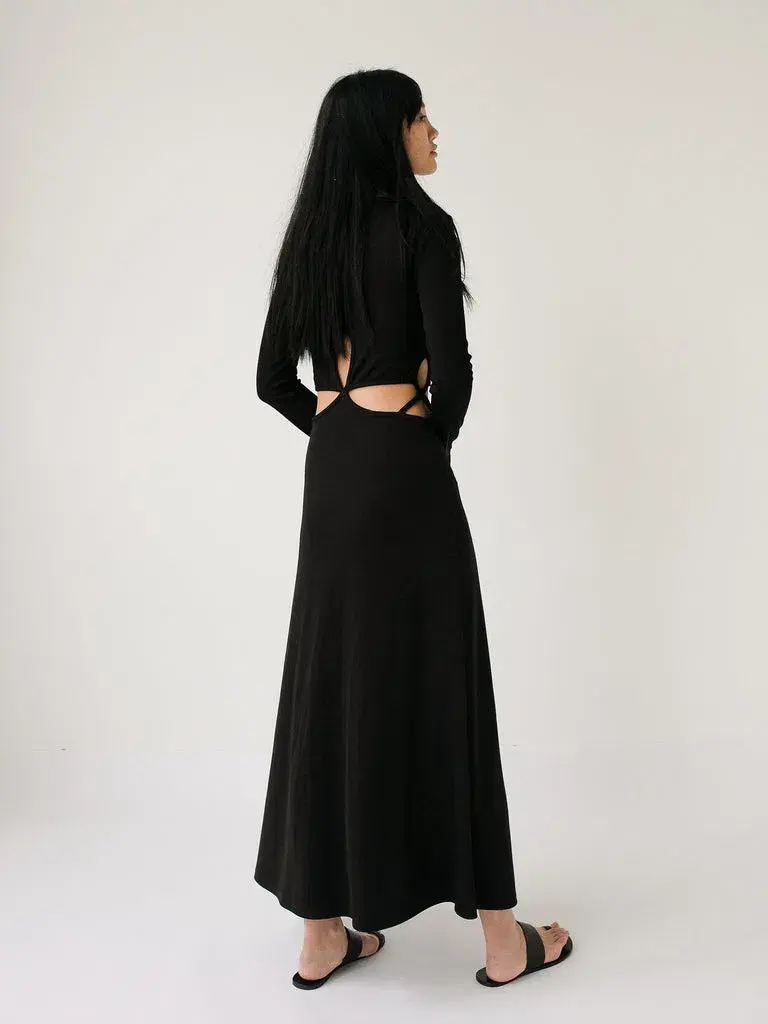 Christopher Esber Looped Cutaway Long Sleeve Rib Dress Black Size 14 - Image 2