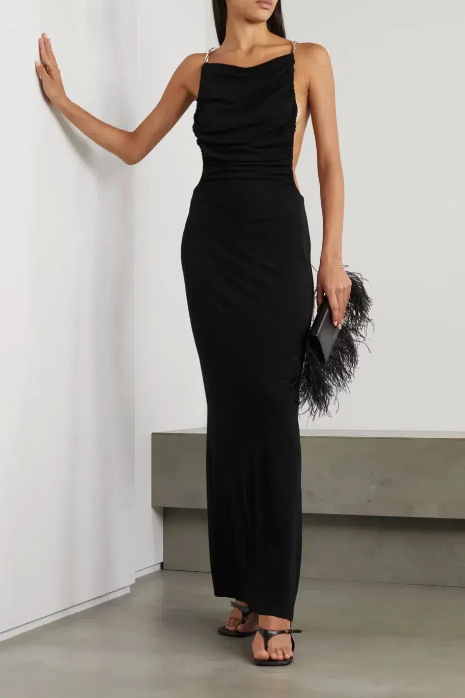 Christopher Esber Sculptured Strapped Ruched Dress Black Size 14 - Image 1