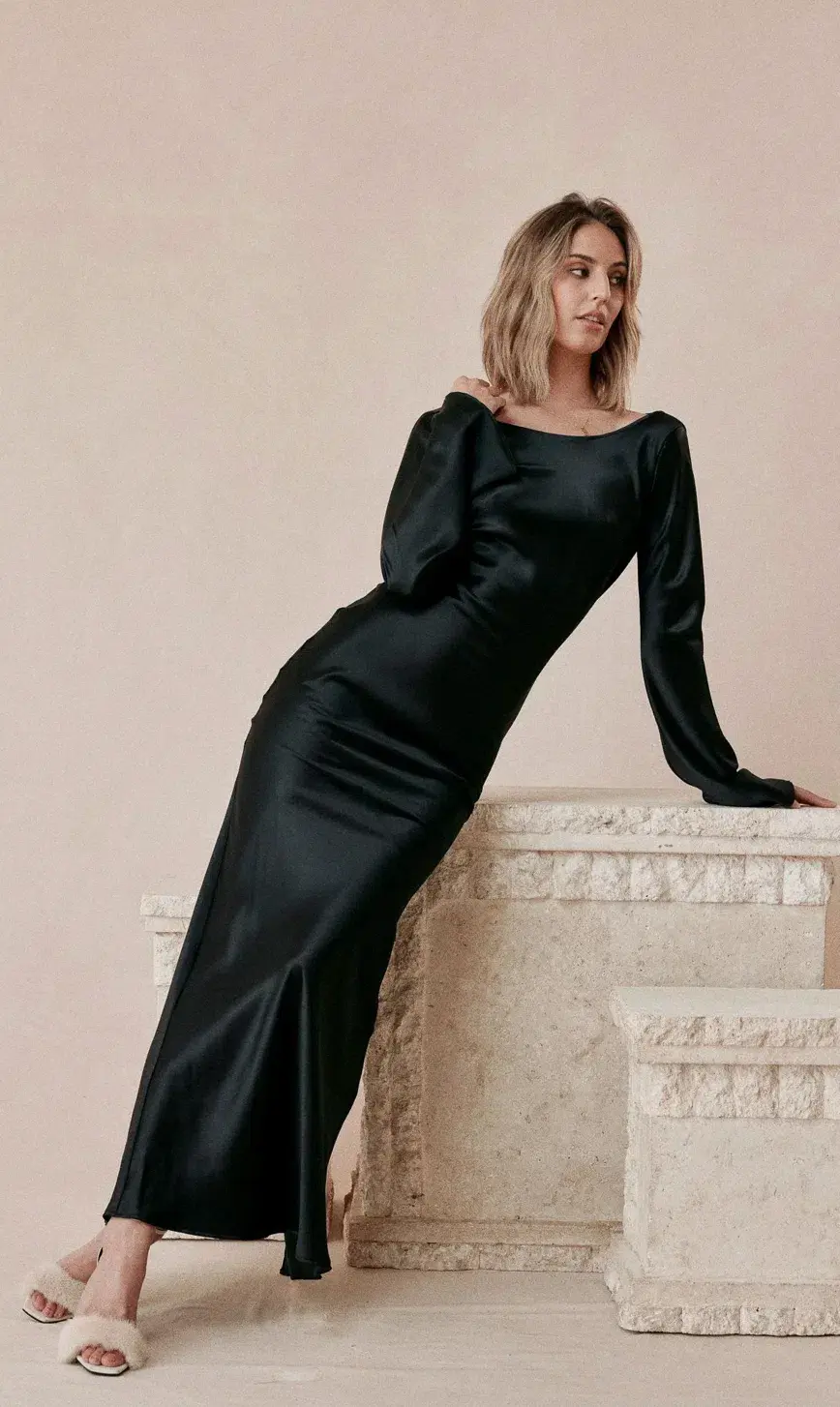 Caitlin Crisp Diana Dress Black Size 8 for rent on The Volte - main image