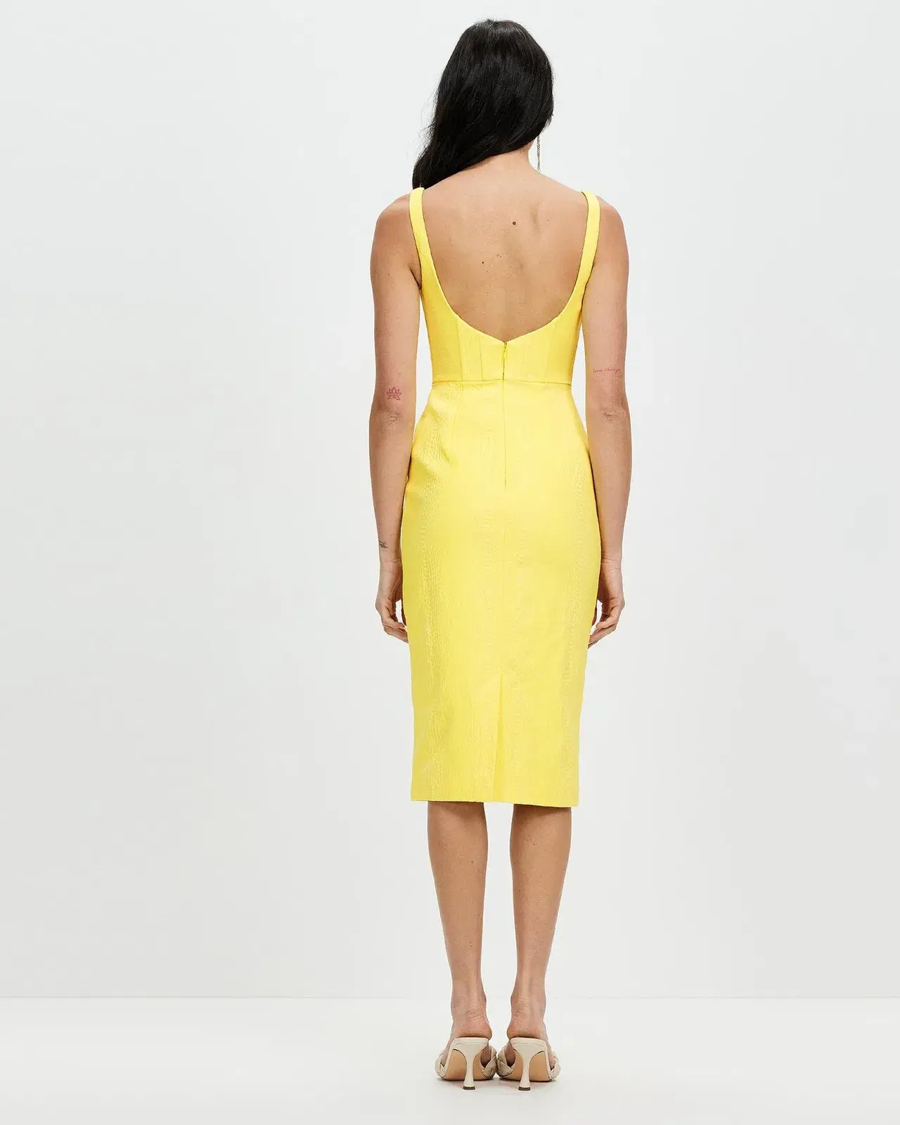 Derma Department Natalia Midi Dress Yellow Size 4 - Image 3