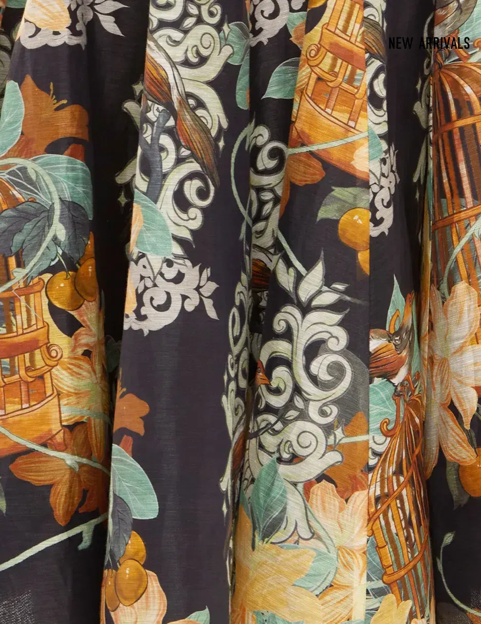 Leo Lin Bridget Halterneck Top and Myla Midi Skirt Azalea Print in Twilight Size 8 - Image 5