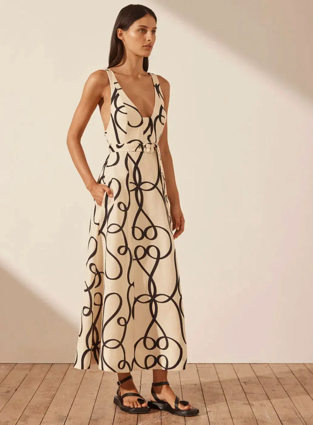 Shona Joy Cecelia Plunged Dress Print Size 8 - Image 2