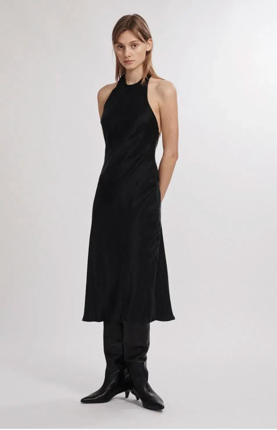 Silk Laundry Halter Dress Black Size 8 - Image 1