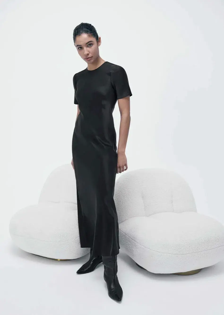 Silk Laundry Bias Dress Black Size 8 - Image 1