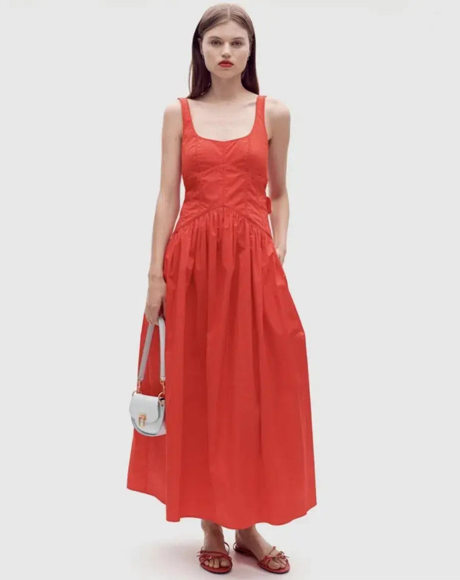 Oroton Tie Back Sundress Red Size 8 - Image 1