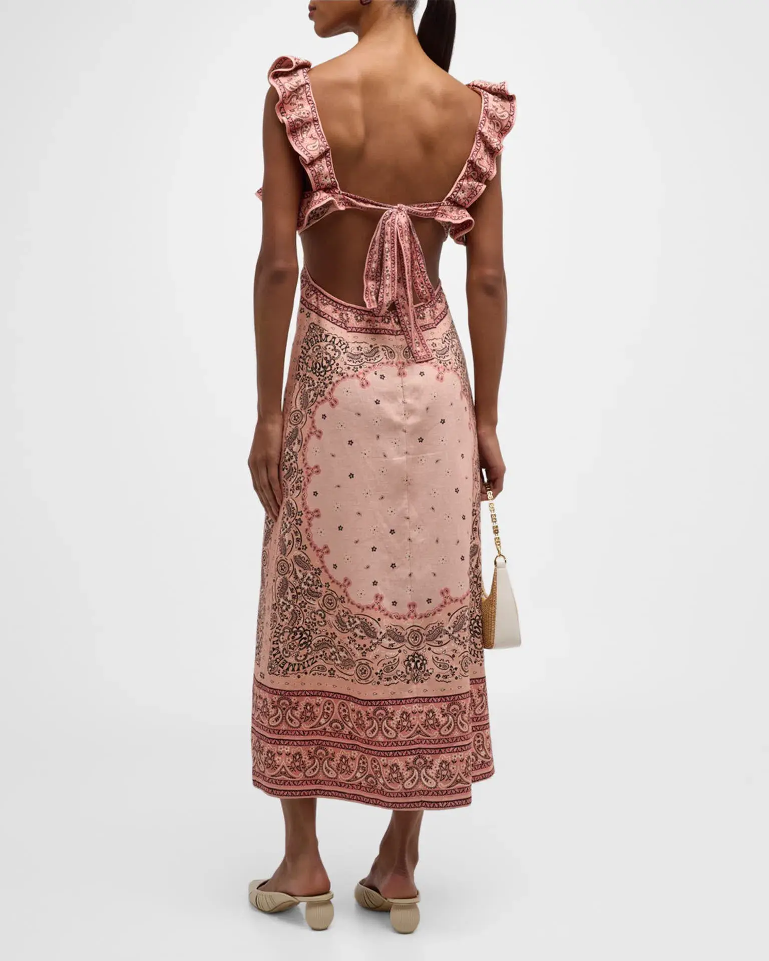 Zimmermann Matchmaker Frilled Midi Dress in Pink Bandana Size 0 / AU 8  - Image 2