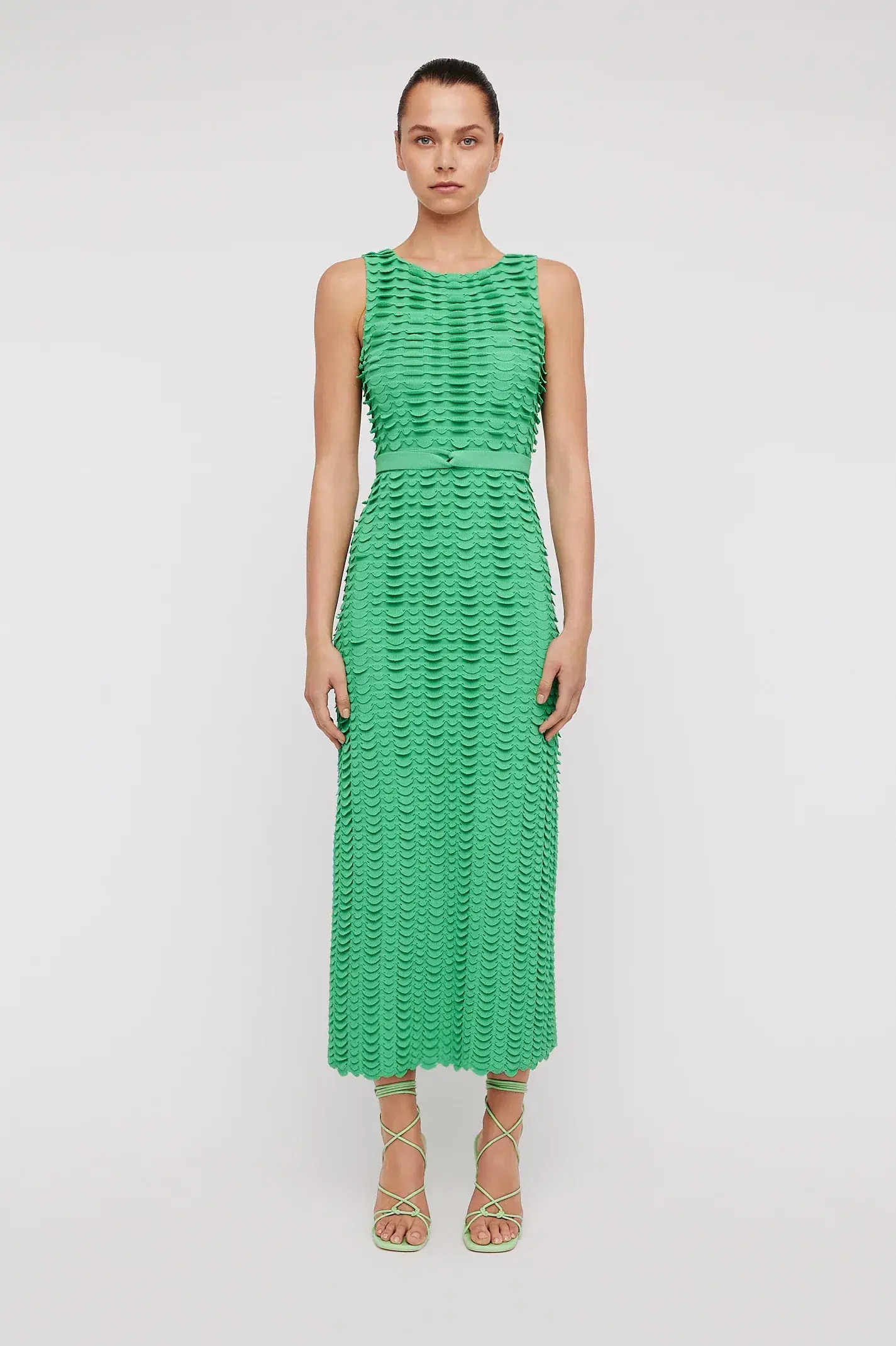 Scanlan Theodore Scallop Stitch Knit Dress Green Size M/ AU 10 - Image 1