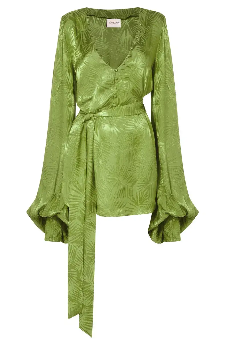 Rat & Boa Harlequin Dress Cypress Green Size Medium/ AU 10 for rent on The Volte - main image