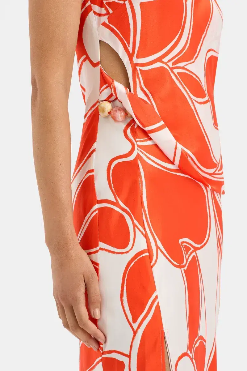 Sir the Label Ramona Twist Bias Dress Orange Print Size 3 / AU 12 - Image 4