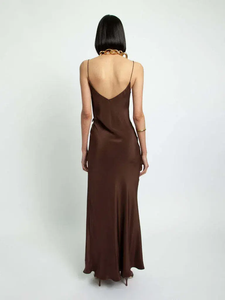 Christopher Esber Ruched Cami Maxi Dress Brown Size 12 for rent on The Volte - main image