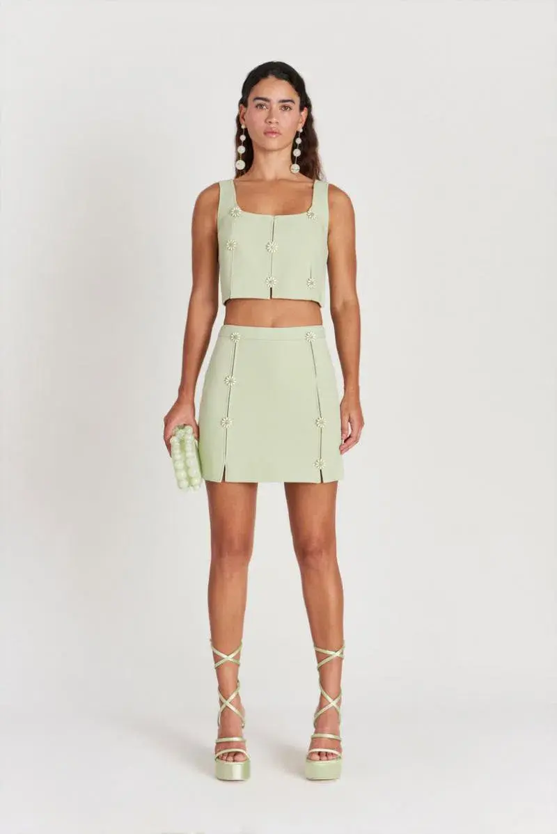 Cult Gaia Pina Top and Skirt Set Green Size 8  - Image 1