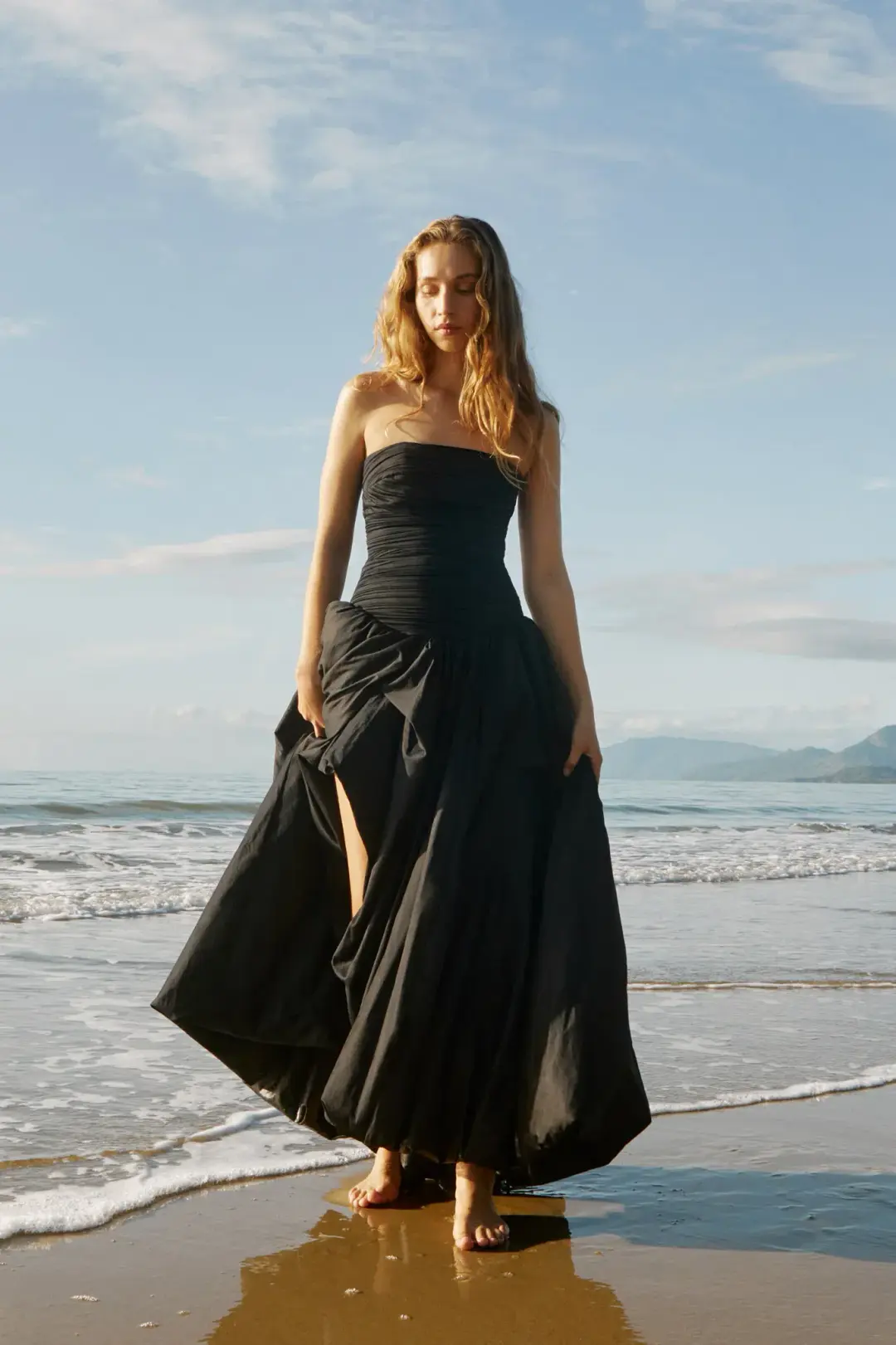 Aje Violette Bubble Hem Maxi Dress Black Size 12 for rent on The Volte - main image