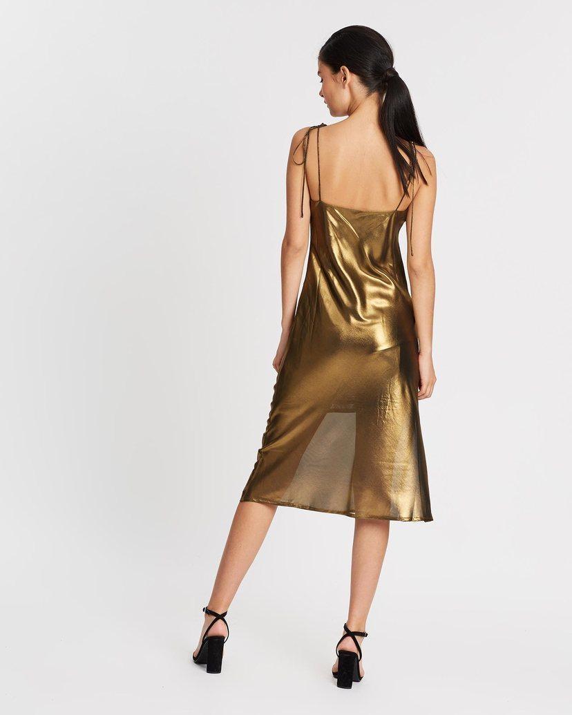THIRD FORM Mirror Mirror Bias Slip Dress in Brass - Image 3