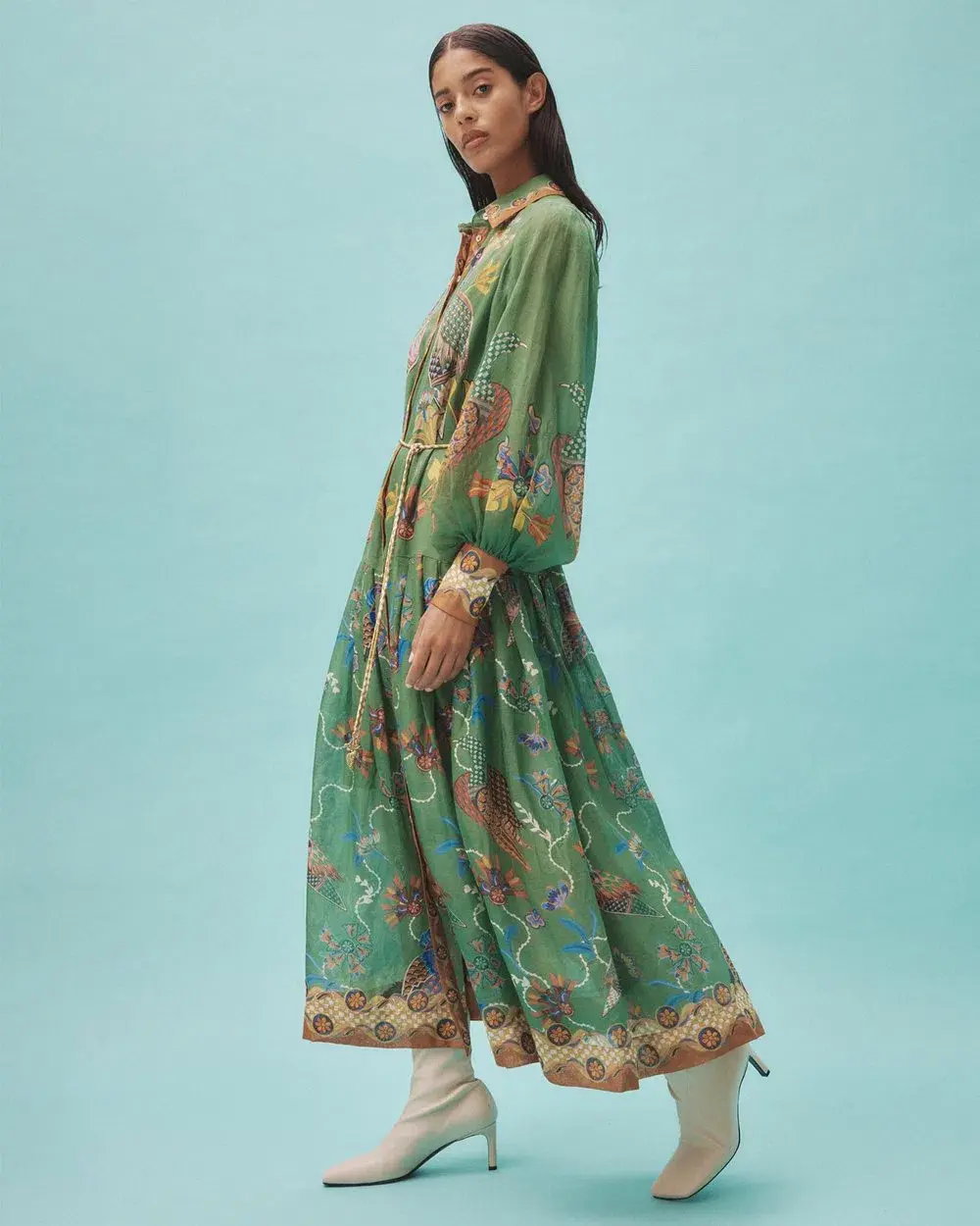 Alemais Birdie Green Shirtdress With Sleeves Size AU 10 - Image 3