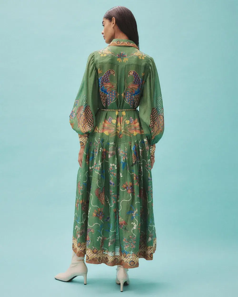 Alemais Birdie Green Shirtdress With Sleeves Size AU 10 - Image 4