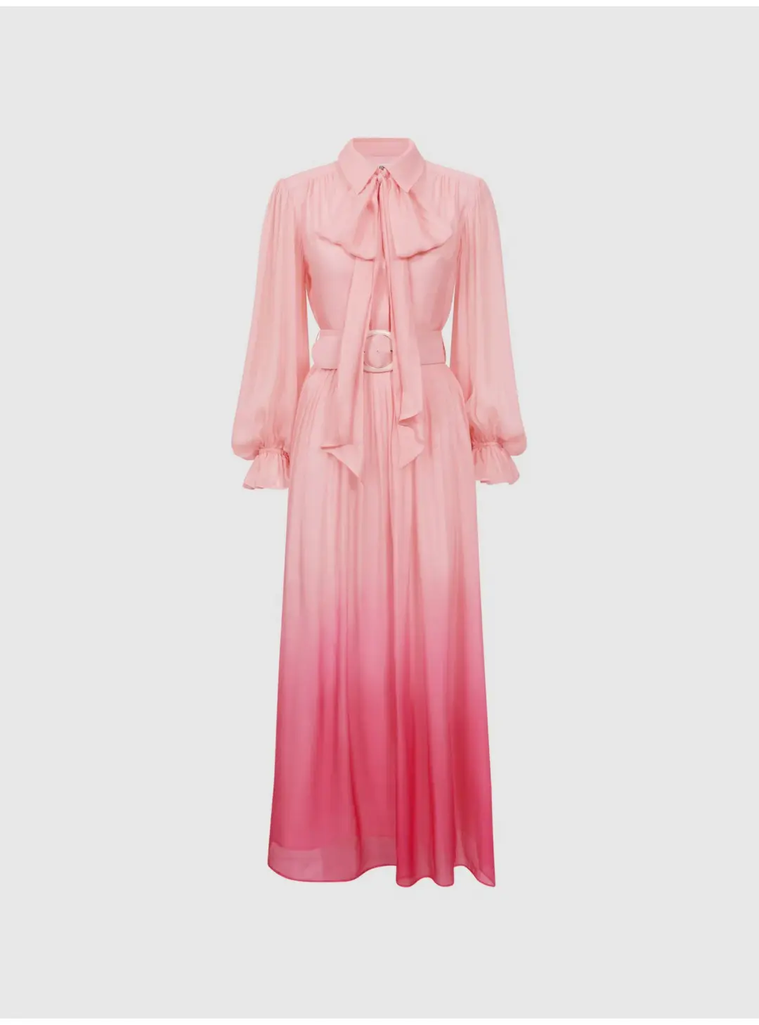 Leo Lin Cassie Tie Neck Midi Dress Ombre Pink Size 12 for rent on The Volte - main image