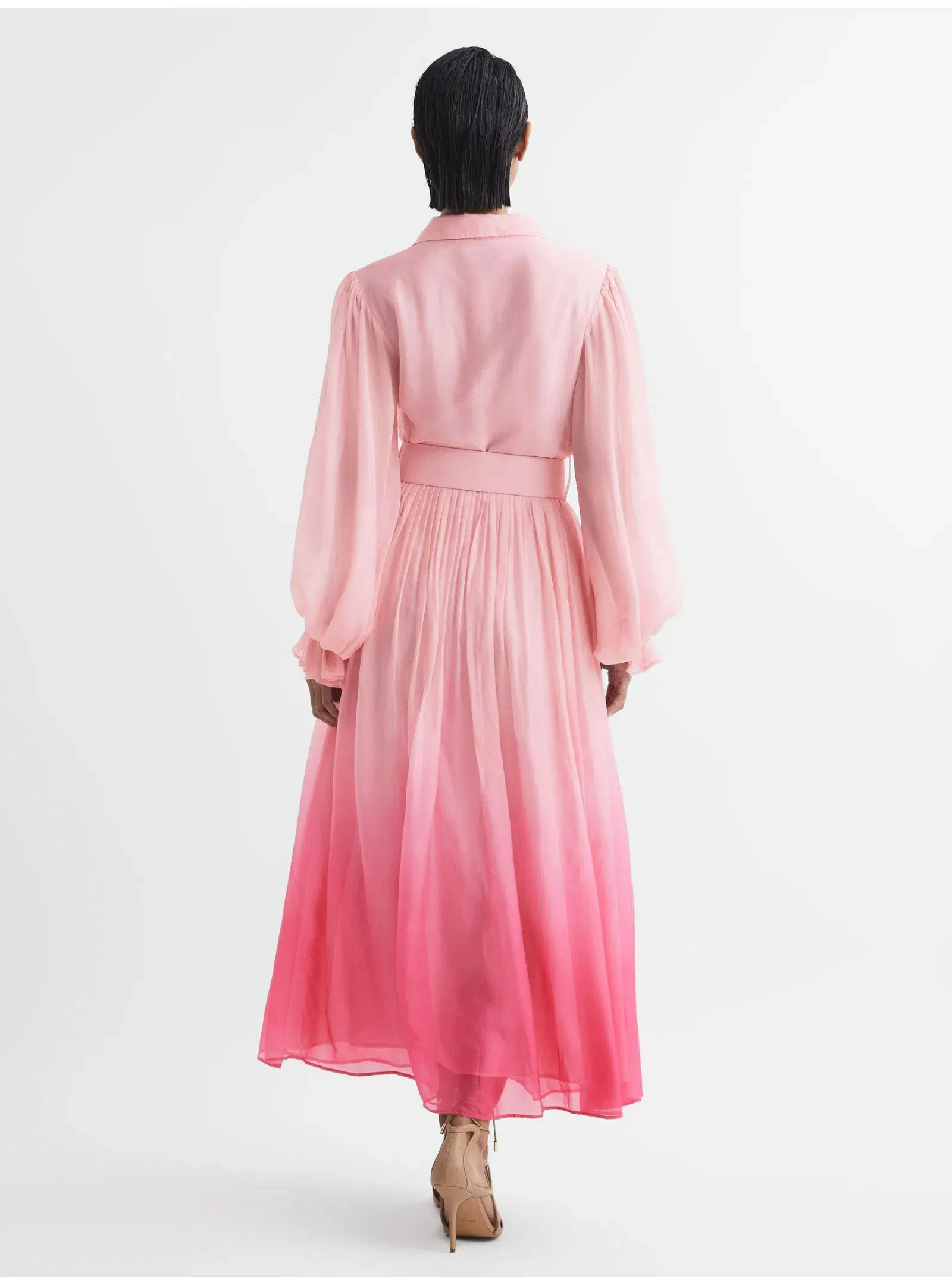Leo Lin Cassie Tie Neck Midi Dress Ombre Pink Size 12 - Image 4