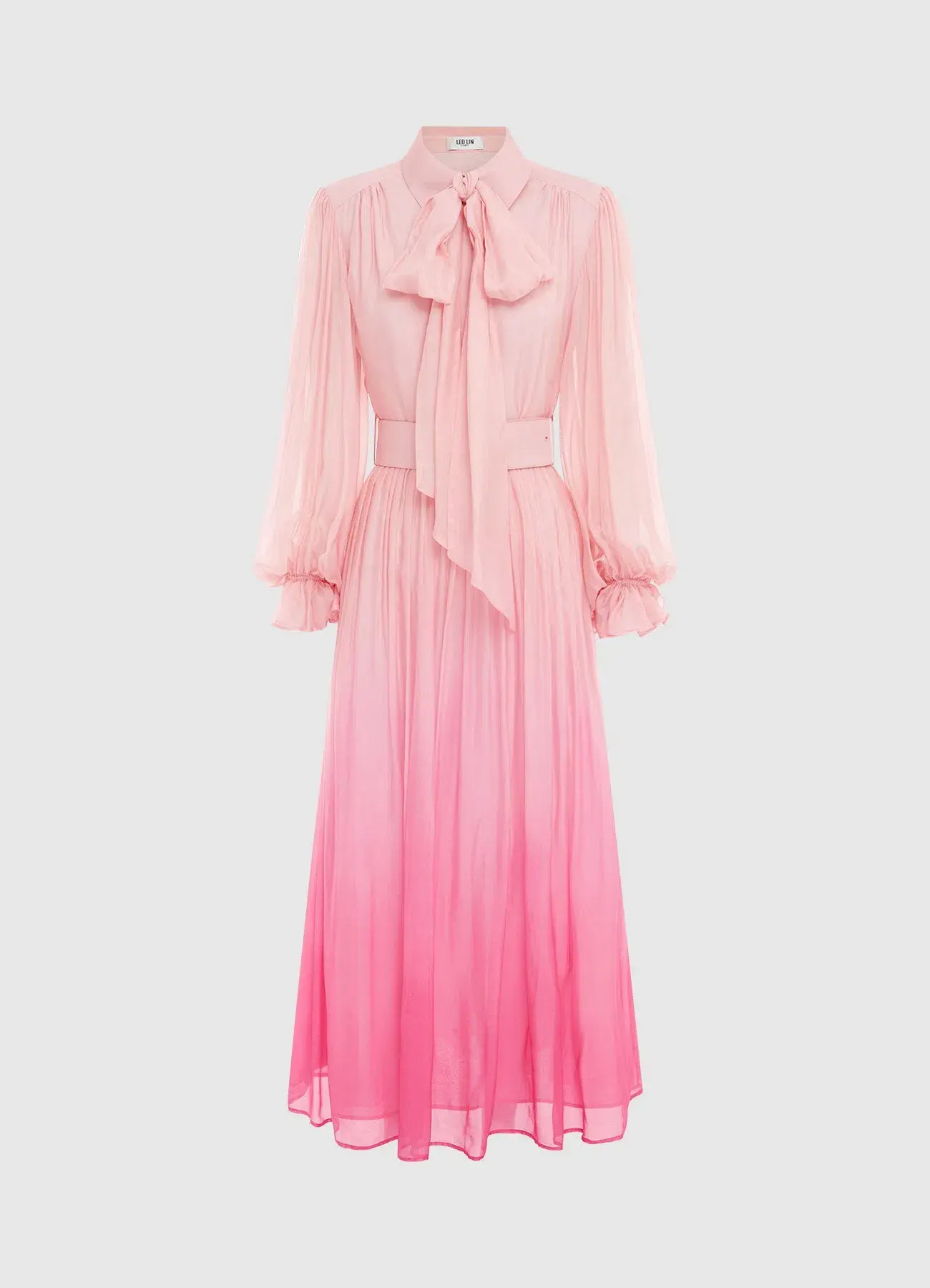 Leo Lin Cassie Tie Neck Midi Dress Ombre Pink Size 14 - Image 3
