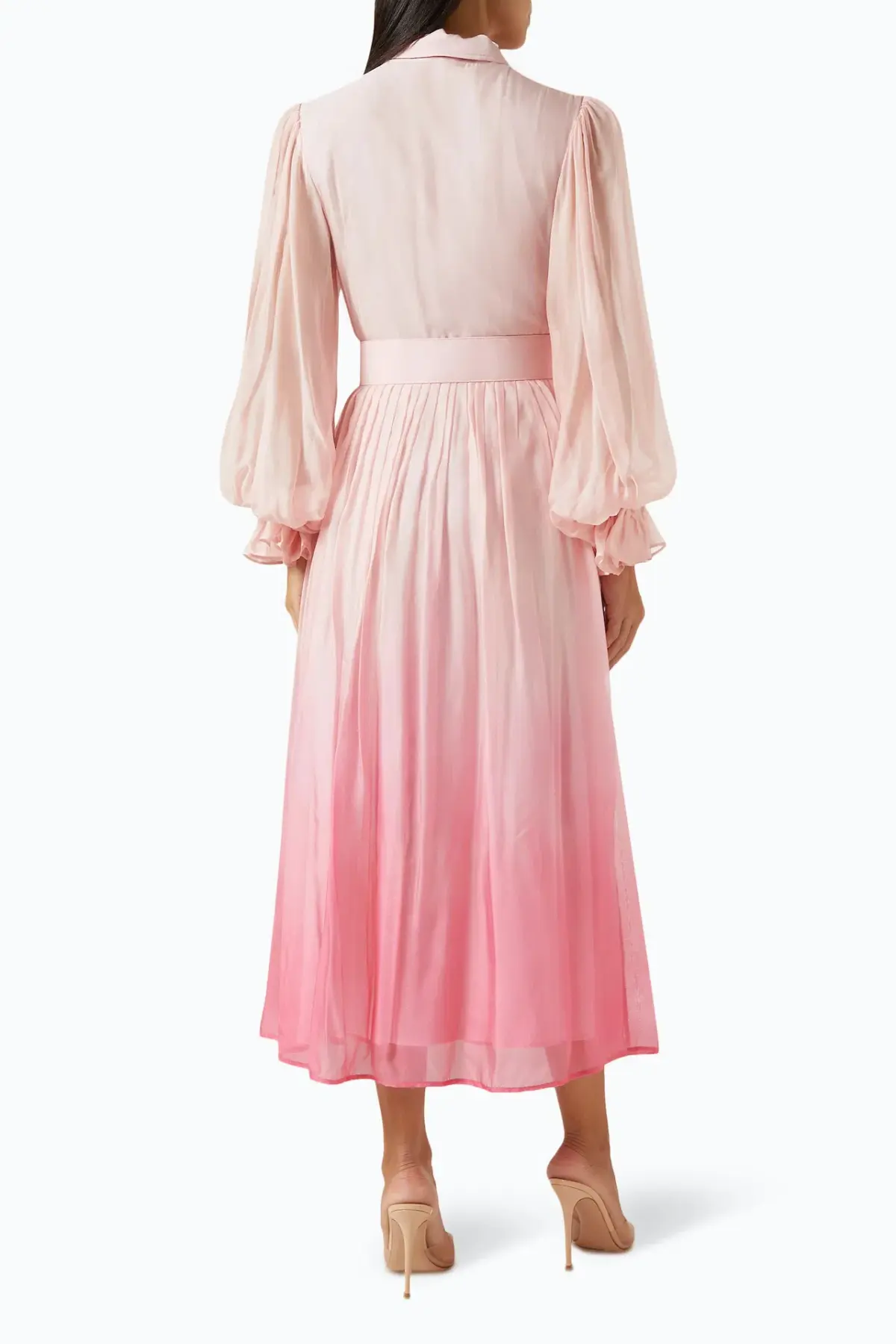 Leo Lin Cassie Tie Neck Midi Dress Ombre Pink Size 16 - Image 2