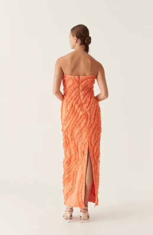Aje Terrene Frill Maxi Dress Sunset Orange Size 8 - Image 2