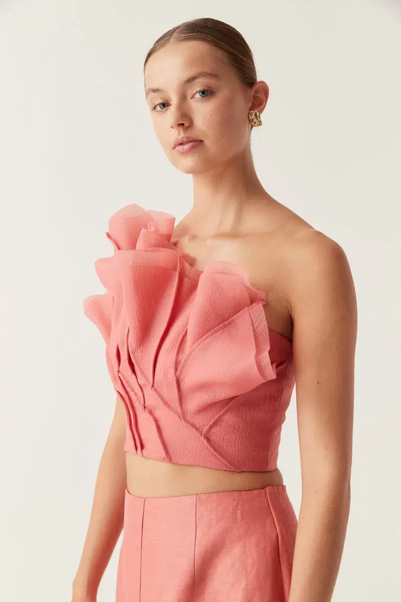 Aje Flame Crop Top and Mary Column Maxi Skirt Guava Pink Size 6 - Image 3