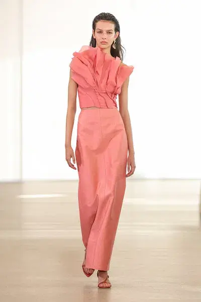 Aje Flame Crop Top and Mary Column Maxi Skirt Guava Pink Size 6 - Image 1