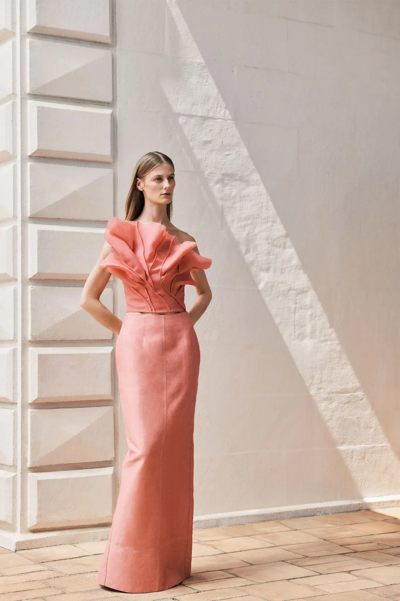 Aje Flame Crop Top and Mary Column Maxi Skirt Guava Pink Size 6 - Image 2