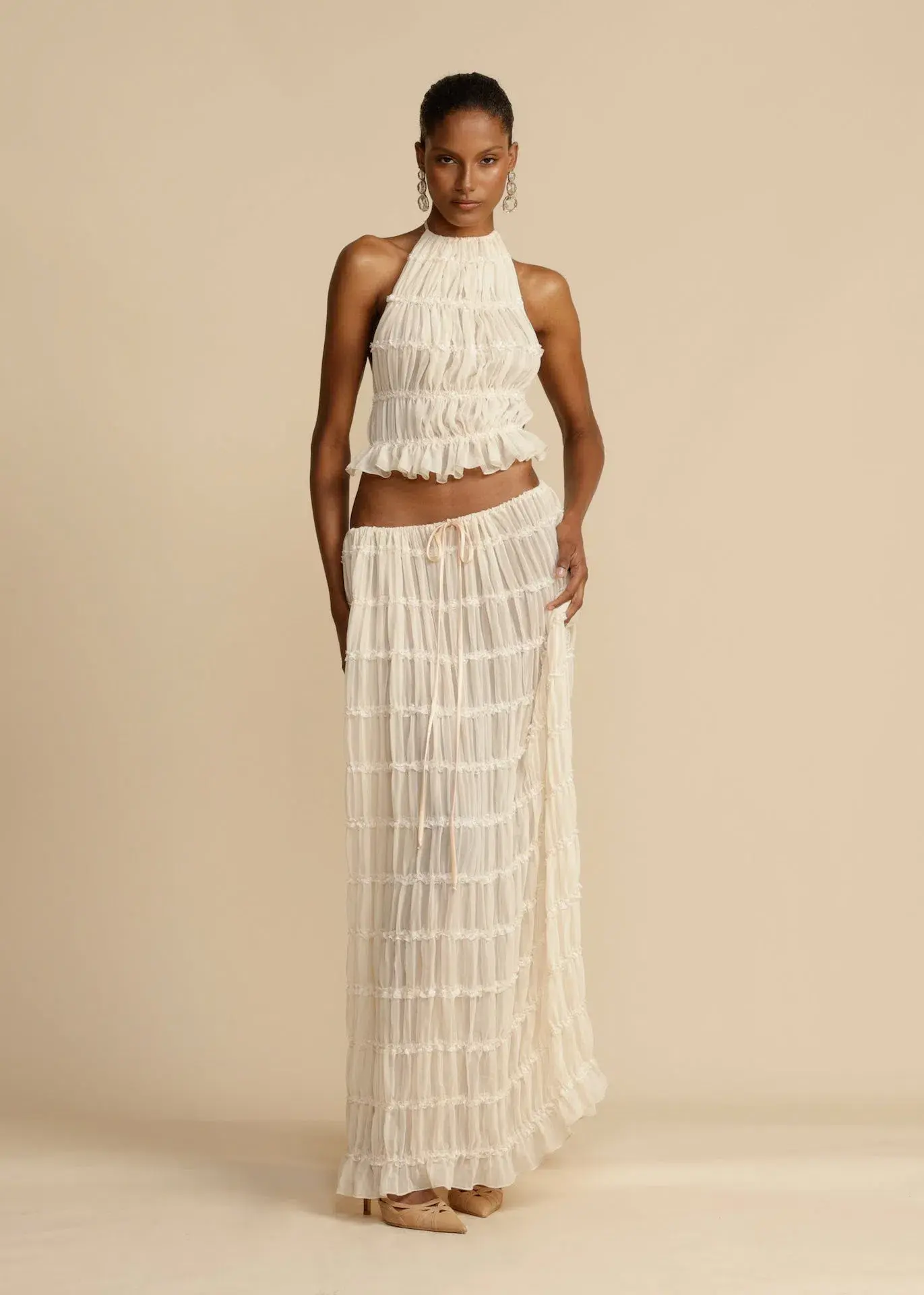 Arcina Ori Juliette Halter and Skirt Set Warm Cream in Size S / AU 8 - Image 1