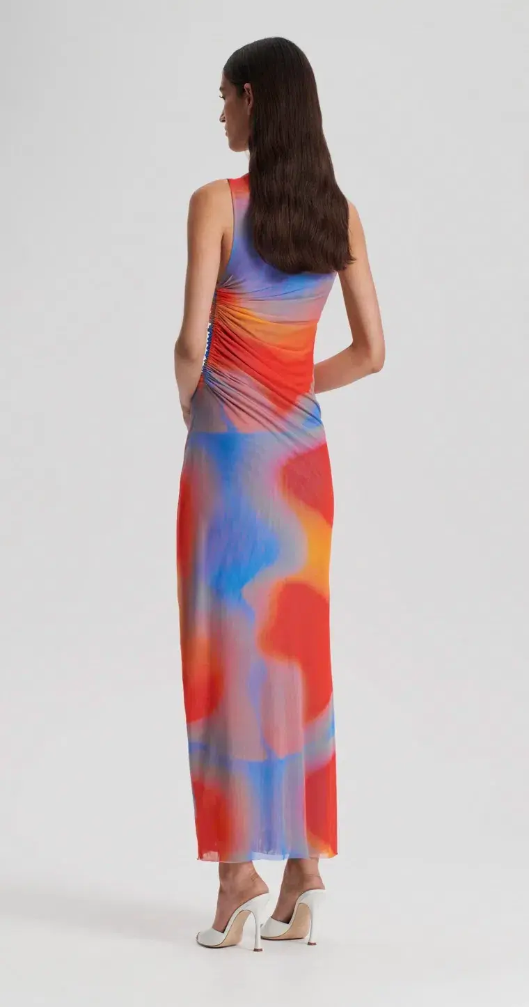 Scanlan Theodore Watercolour Dress Blue/Red Multi Size 8 - Image 3