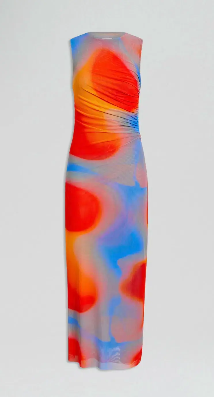 Scanlan Theodore Watercolour Dress Blue/Red Multi Size 8 - Image 4