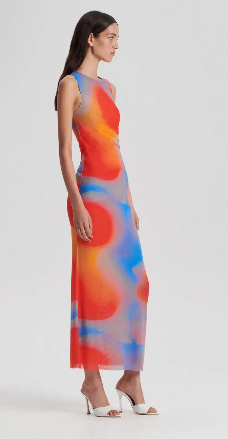 Scanlan Theodore Watercolour Dress Blue/Red Multi Size 8 - Image 2