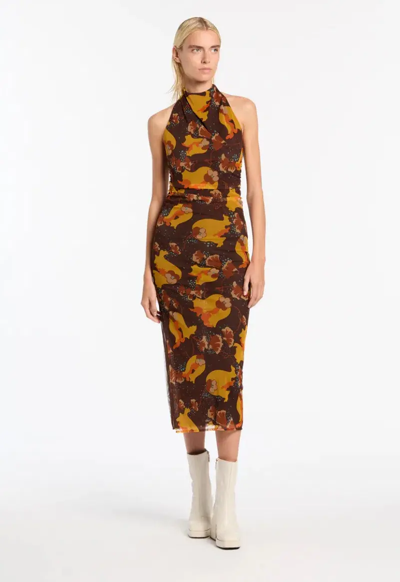 Sir The Label Jacques Mesh Halter Midi Dress Size 1/Au 8 - Image 1