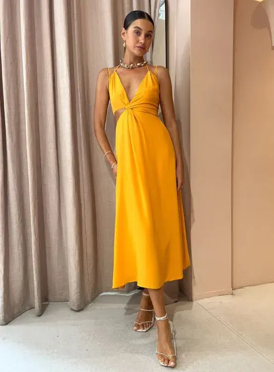 Tojha Isadora Cut Out Midi Dress In Sunset Size 10 - Image 1