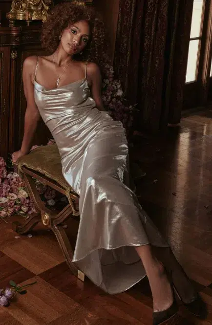 House of CB Leia Low Back Maxi Dress Champagne Shimmer Size M / AU 10 - Image 4