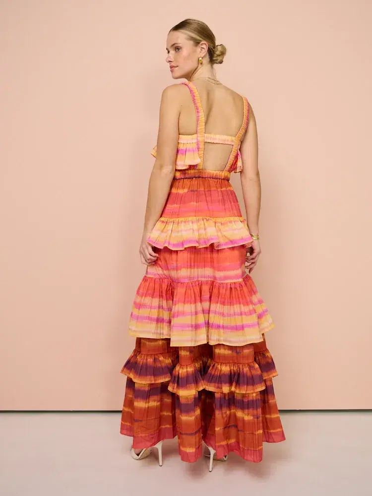 Acler Cardine Maxi Dress In Watercolour Horizon Size 10 for rent on The Volte - main image