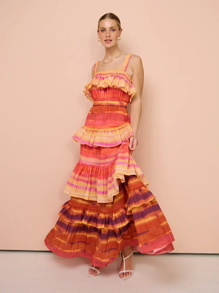 Acler Cardine Maxi Dress In Watercolour Horizon Size 10 - Image 1