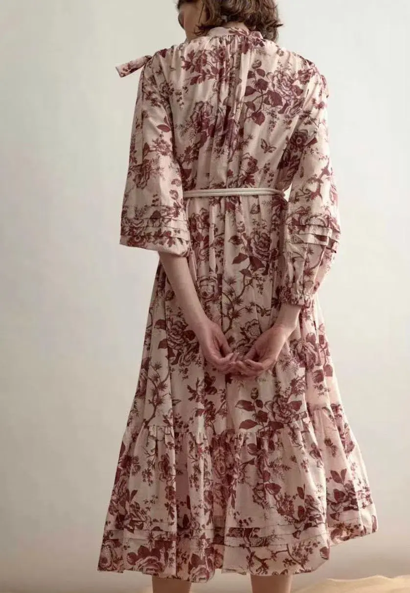 Alemais Heather Tie Shoulder Midi Dress Floral Size AU 6 - Image 3