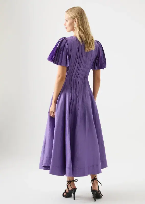 Aje Nova Pleated Midi Dress in Deep Violet Size 6 - Image 3