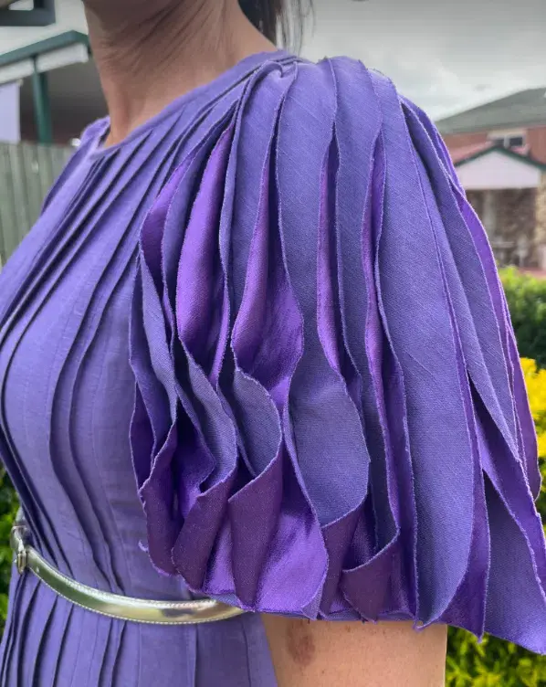 Aje Nova Pleated Midi Dress in Deep Violet Size 6 - Image 5