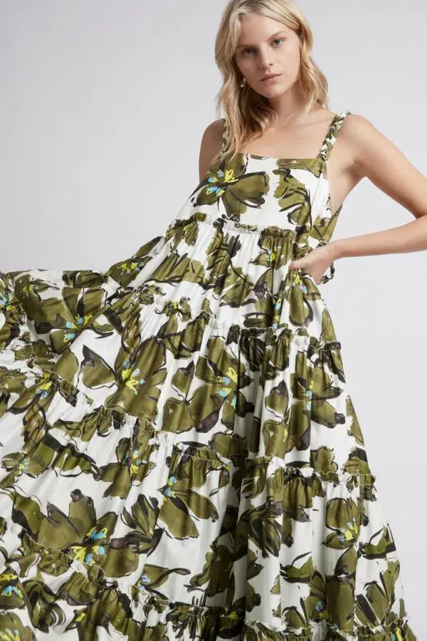 Aje Oasis Strap Maxi Dress Olive Leaf for rent on The Volte - main image