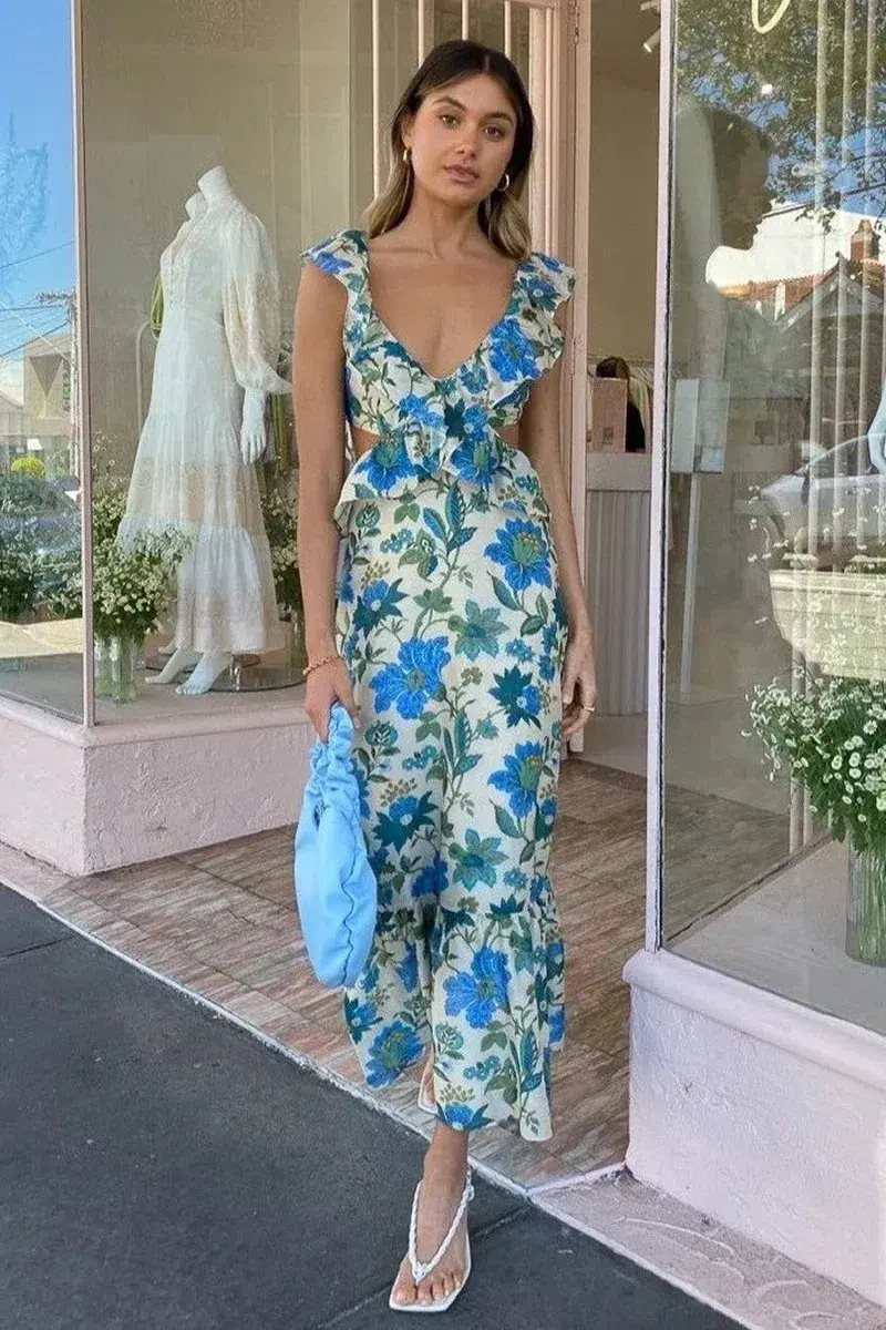 Sir the Label Celia Frill Midi Dress Marguerite Floral Print Size 6 - Image 4