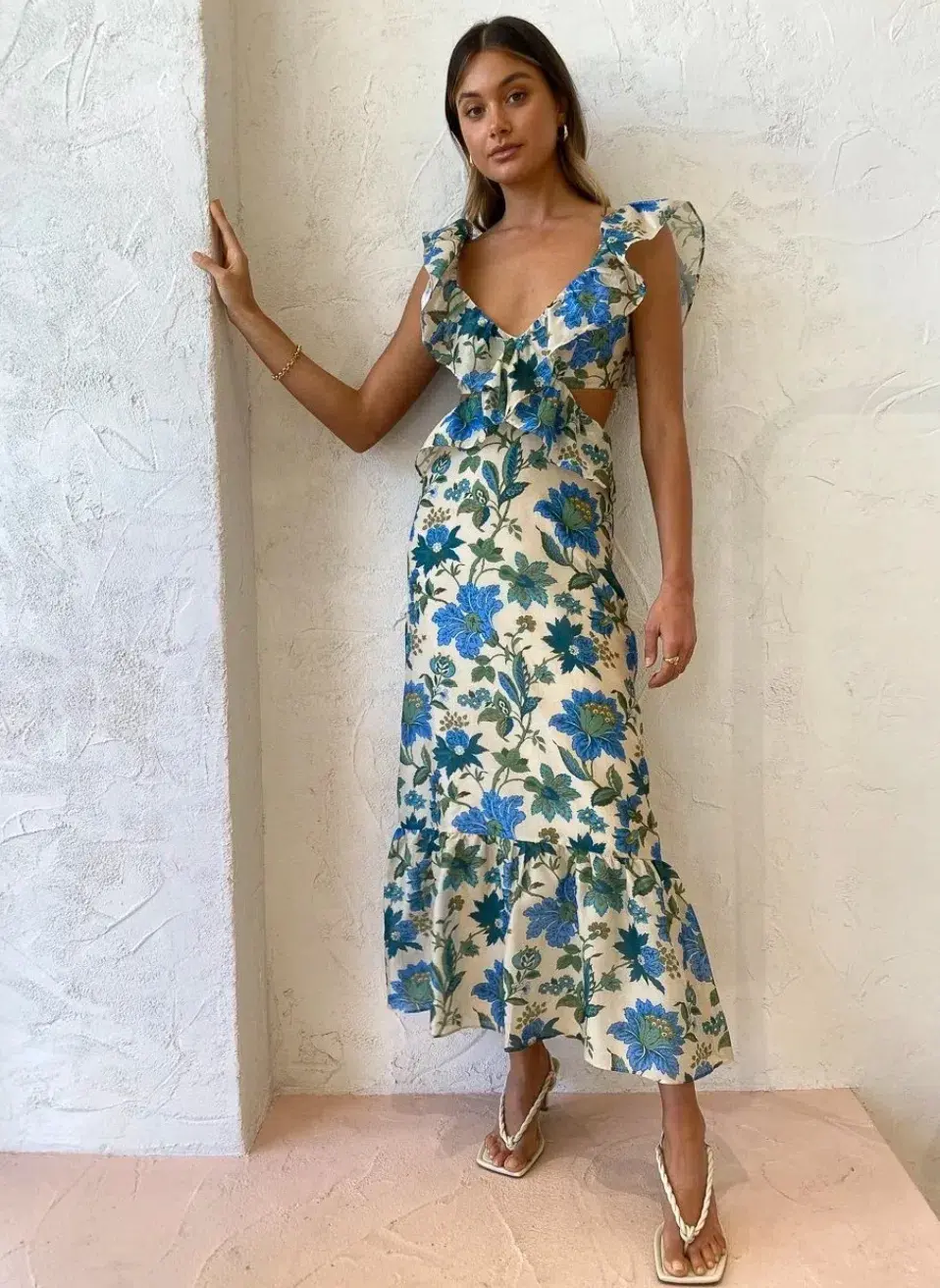 Sir the Label Celia Frill Midi Dress Marguerite Floral Print Size 6 - Image 1