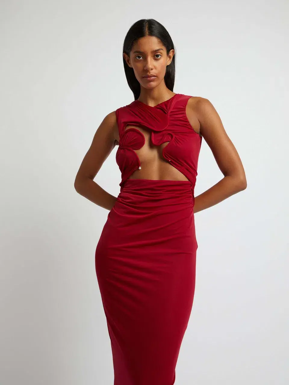 Christopher Esber Venus Tank Dress Cherry Red Size 10 for rent on The Volte - main image