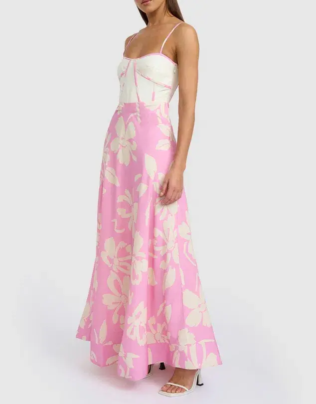 By Johnny Fia Floral Dress Pink Ivory Size 8 for rent on The Volte - main image