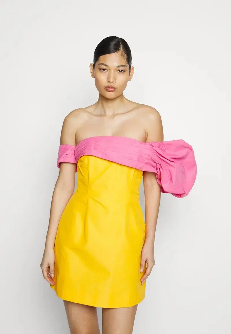 Rachel Gilbert Manuela Dress Yellow/Pink Size 8 - Image 4
