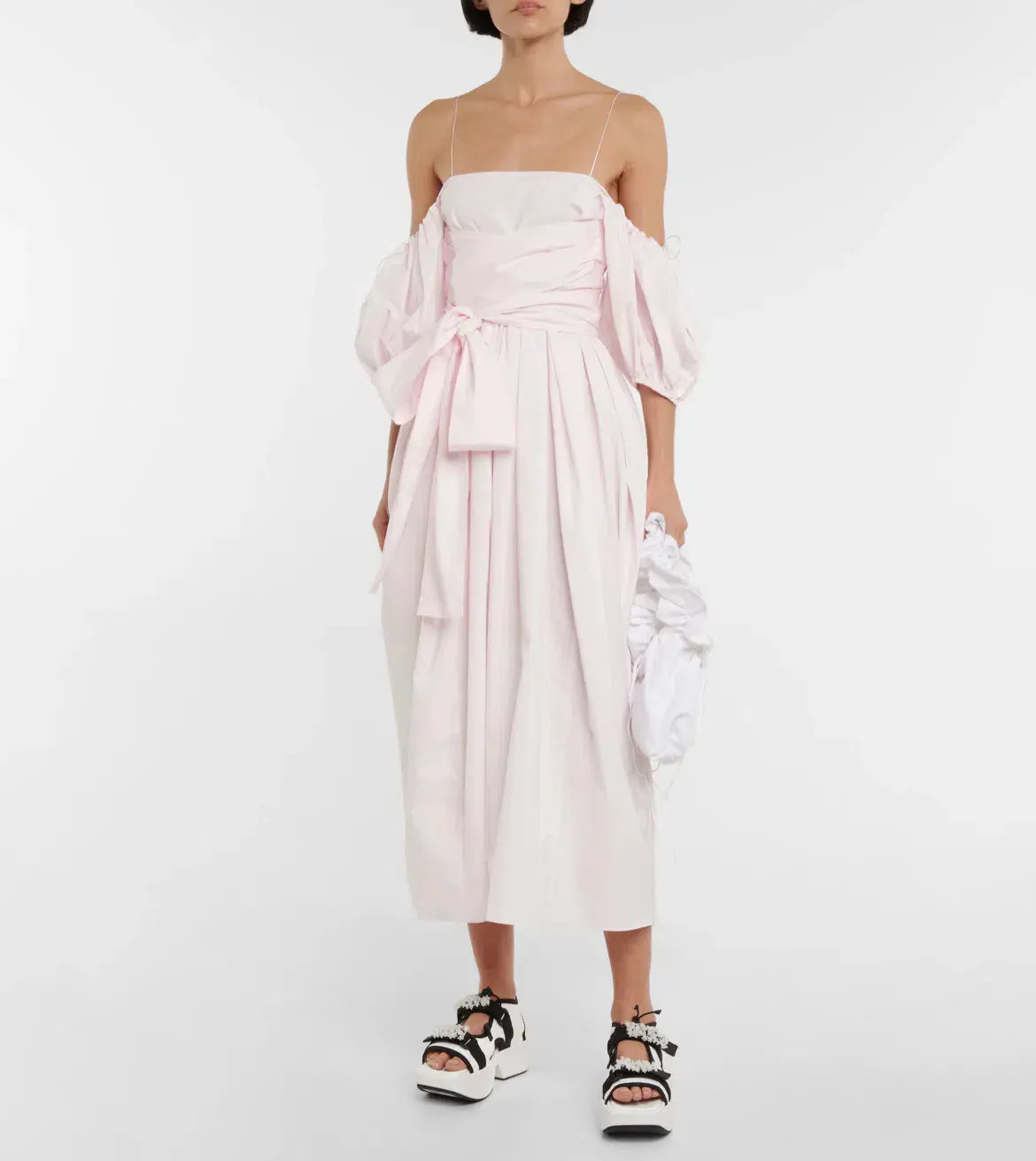 Cecilie Bahnsen Joel Cotton Poplin Midi Dress Pink Size 8 - Image 1