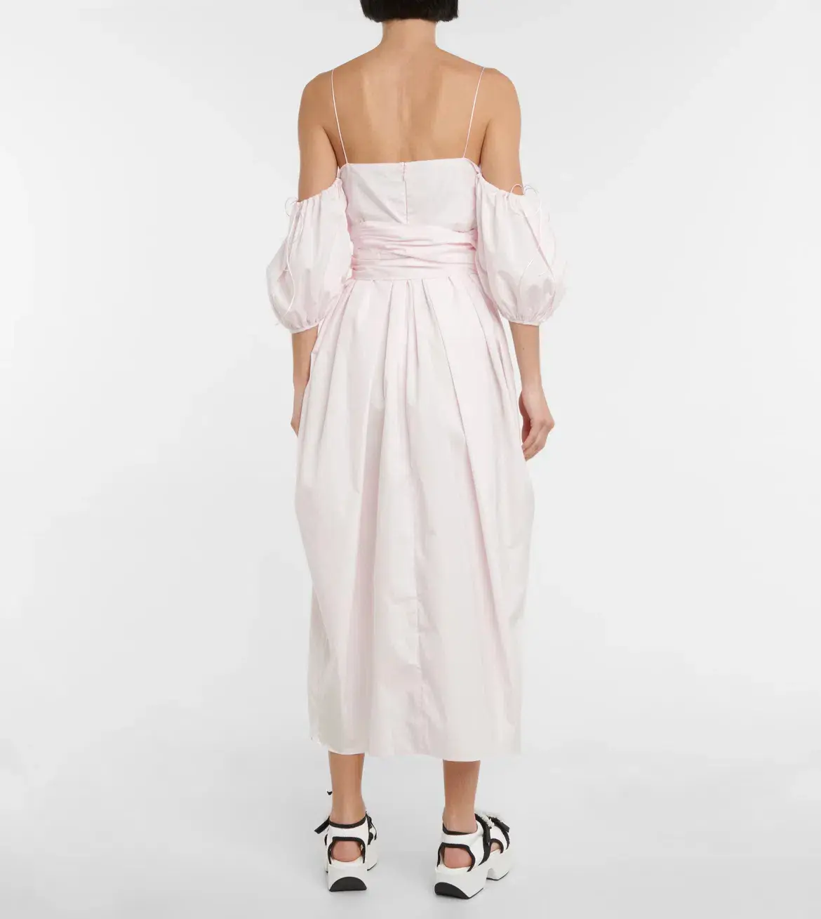 Cecilie Bahnsen Joel Cotton Poplin Midi Dress Pink Size 8 - Image 2