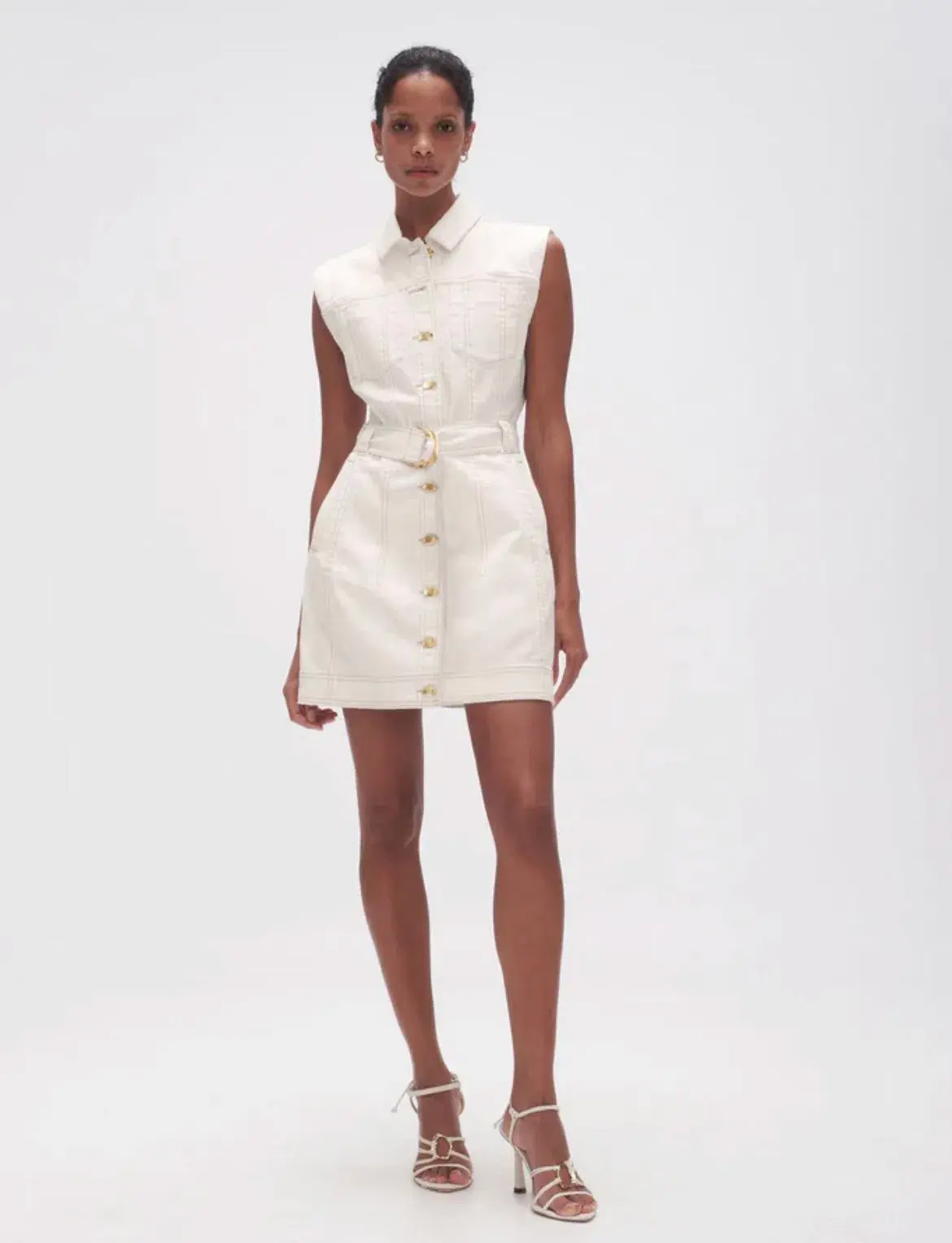 Aje Darcie Denim Mini Dress White Size 12  - Image 1