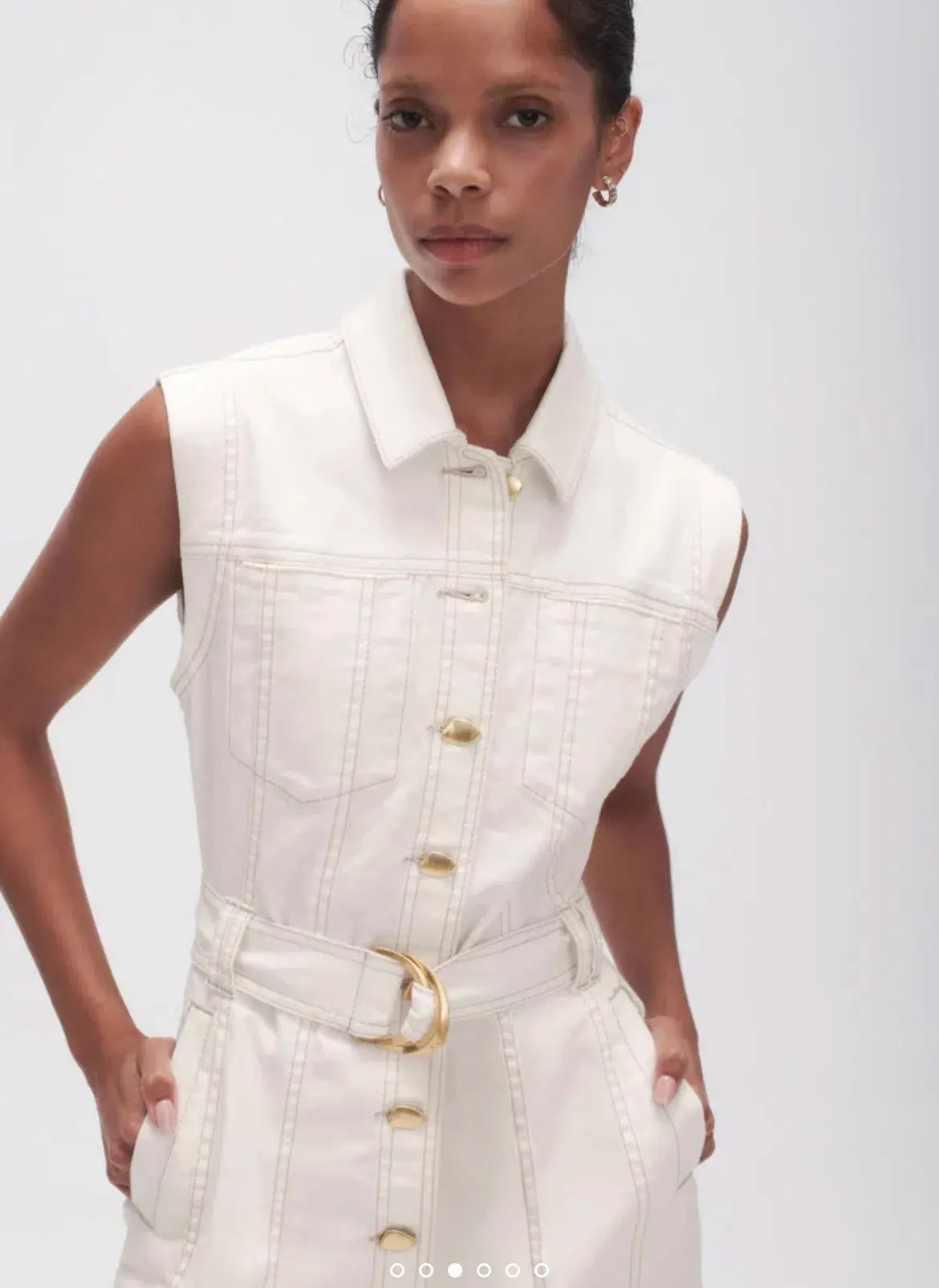 Aje Darcie Denim Mini Dress White Size 12  - Image 2